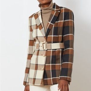 Staud Pepper Mixed Plaid Blazer